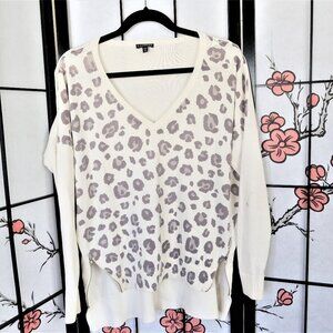 Express Animal Print White Love Sleeve Sweater Size Small